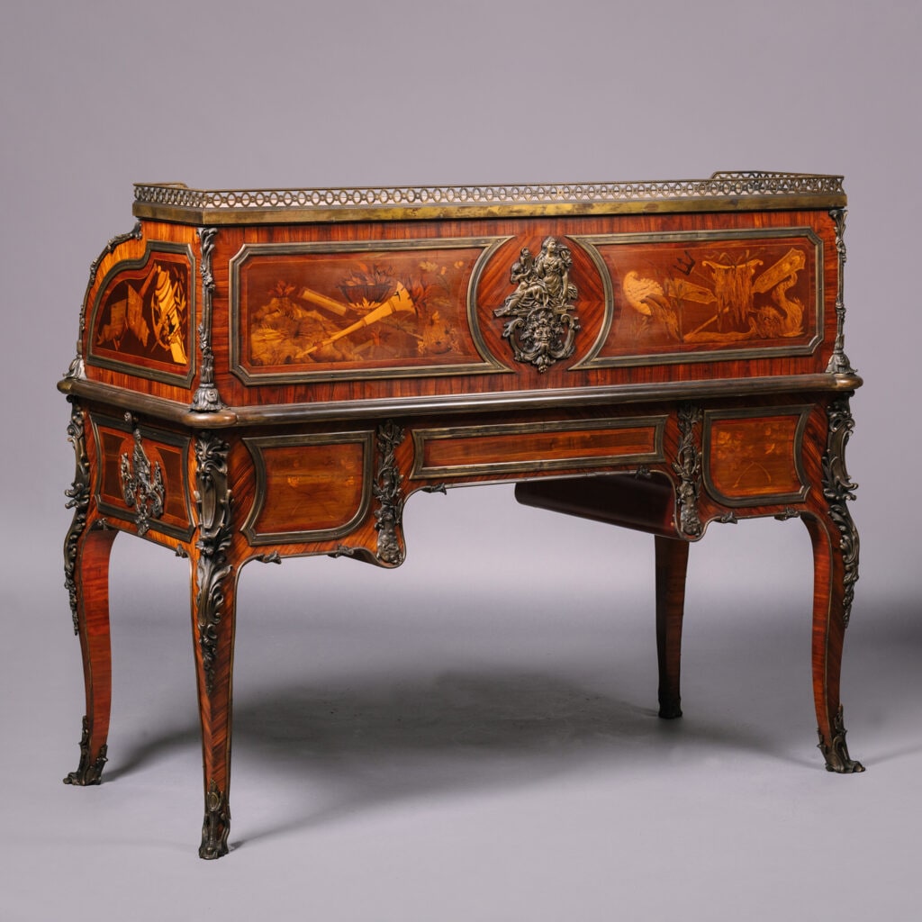 A Louis XV Style Gilt-Bronze Mounted Marquetry Cylinder Bureau - Adrian ...