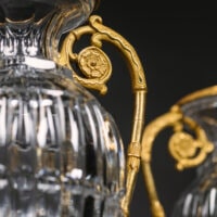 Pair of Large Austrian Clear Cut Crystal & Mounted Gilt Bronze